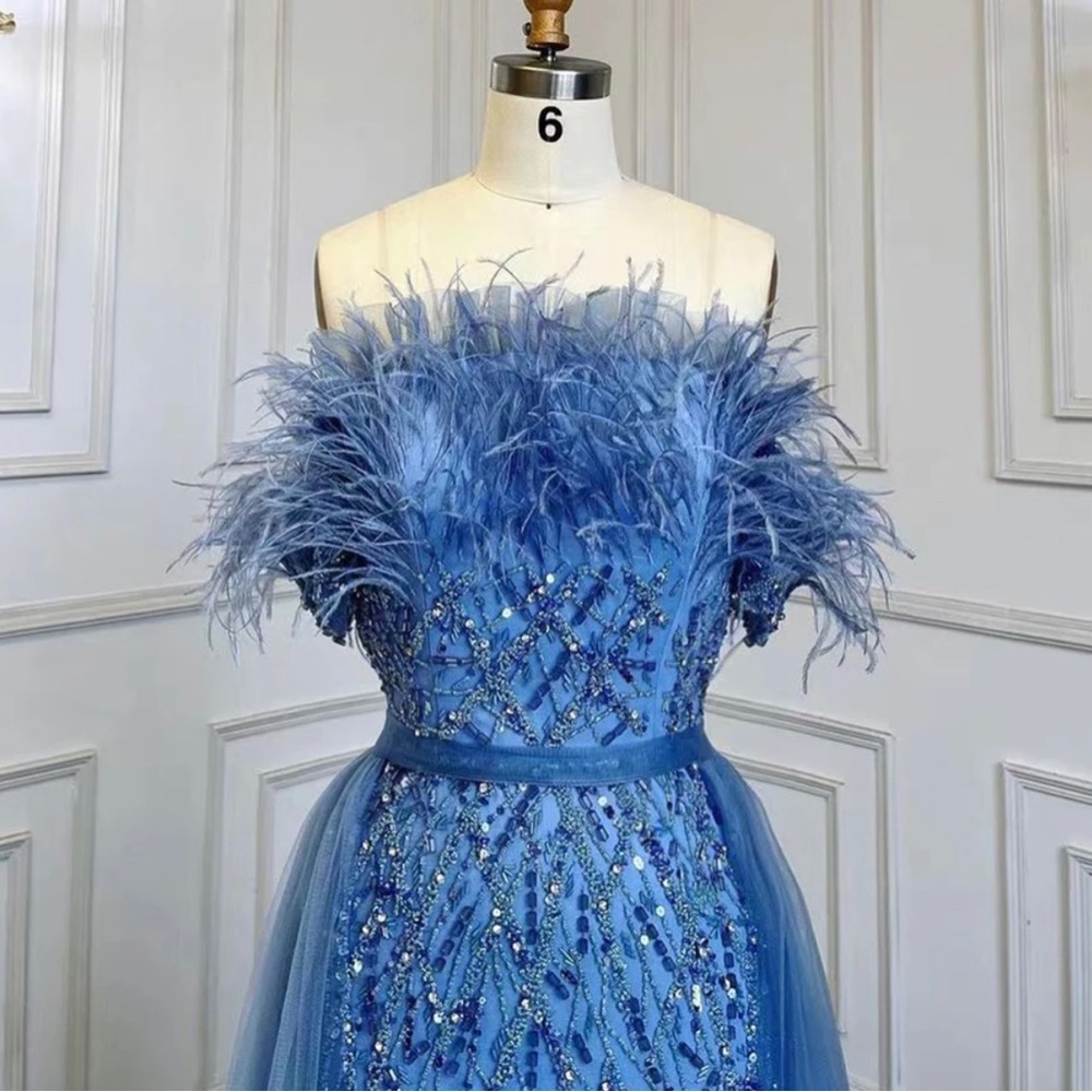 Feathers Beaded Evening dress